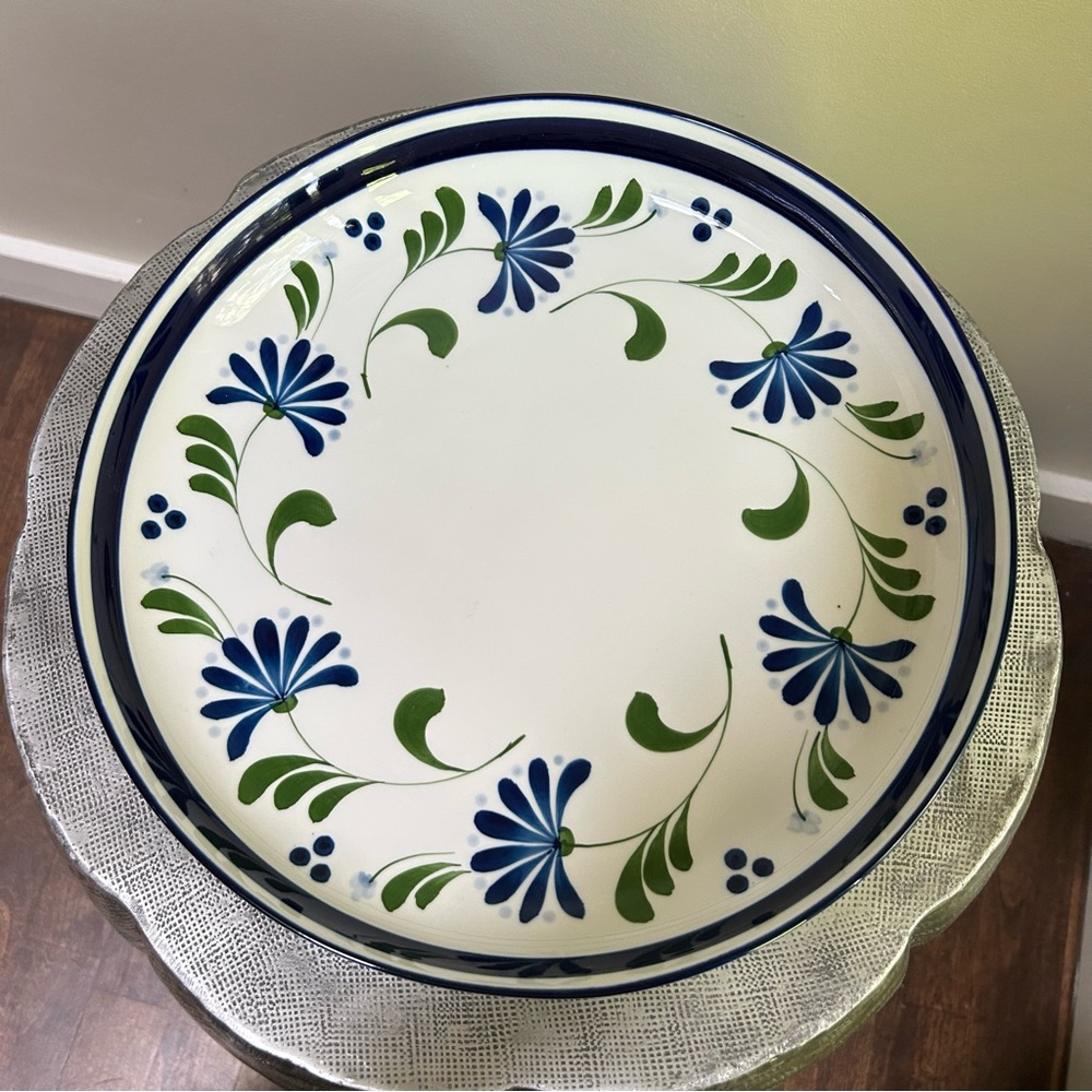 Dansk ~ Handpainted Floral Vintage Sage Song Deep 13” Round Platter - Picture 9 of 9